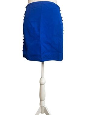 Zara Satin Effect Buttoned Mini Skirt Royal Blue